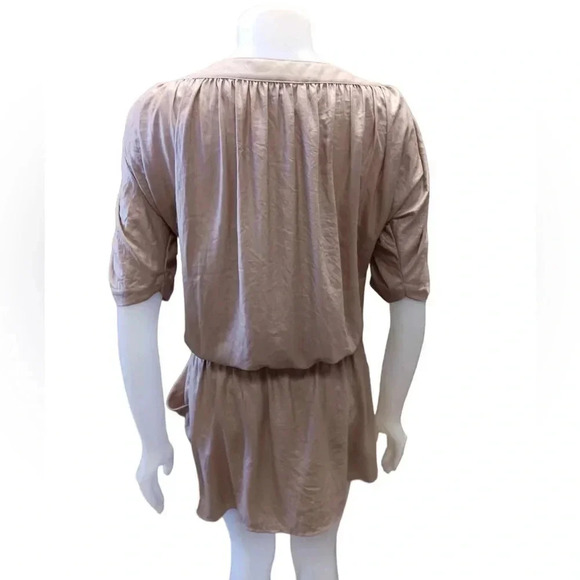 BCBGMaxAzria Margie Khaki Rouched Mini Tie Dress Size XS - Picture 2 of 12